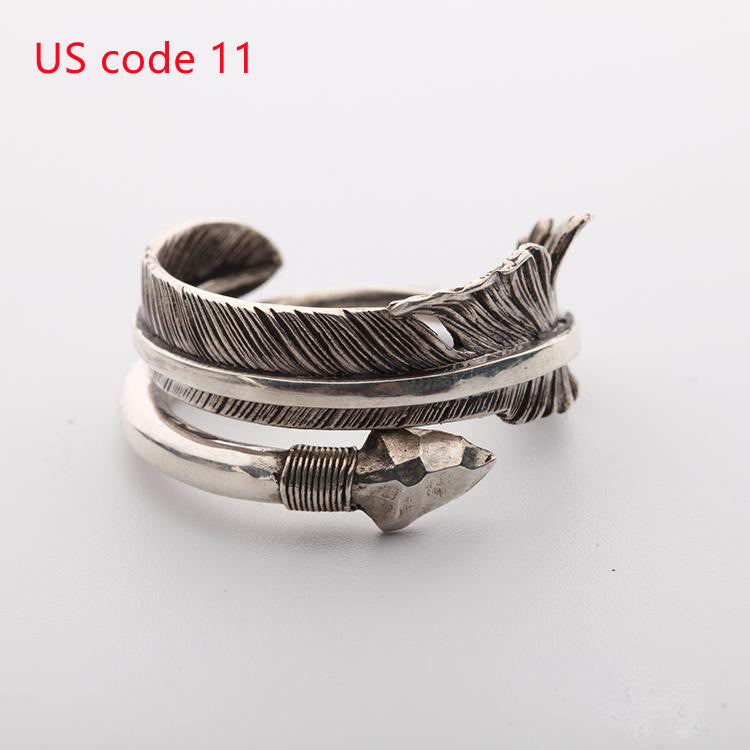 Vintage Thai Silver Male Indian Feather Arrow Ring