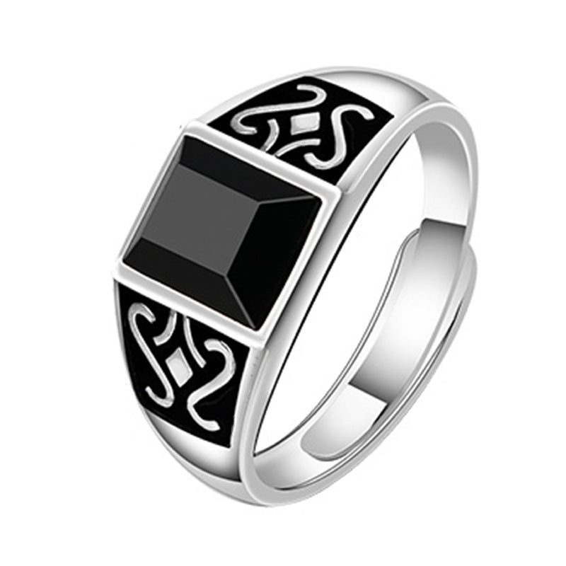 Men's Trendy Obsidian Domineering Ring Ring