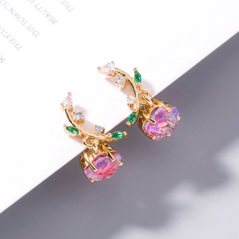 European and American jewelry plum blossom zircon earrings leaf flower ladies earrings earrings jewelry women