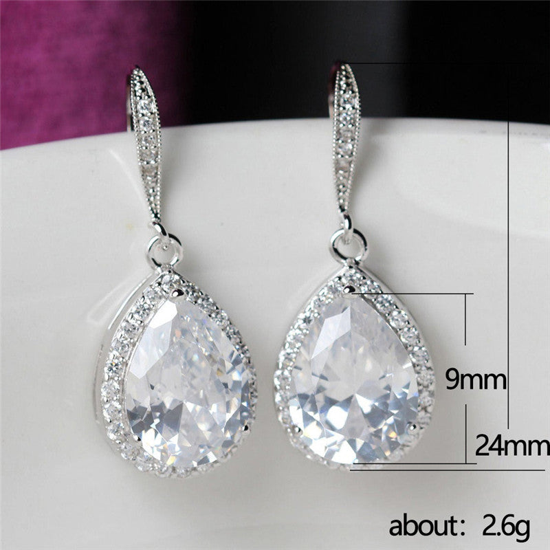 Exquisite Full Diamond Drop Zircon Earrings Women