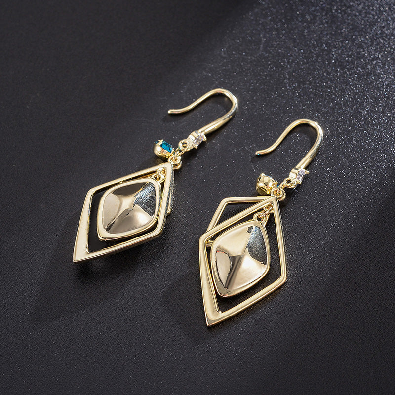 Geometric Rhombus Zircon Crystal Earrings Jewelry