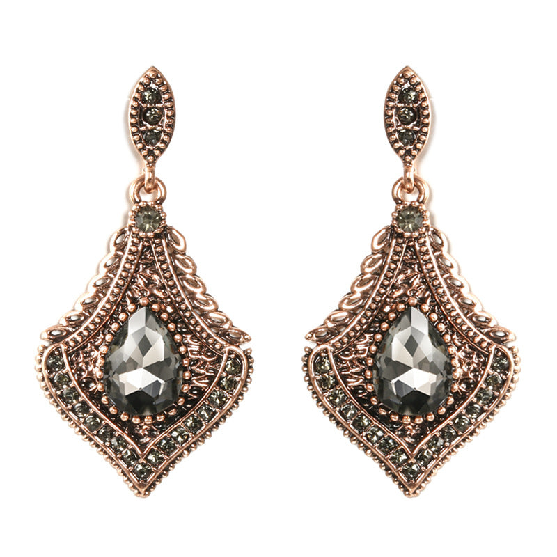 Fashionable Temperament Glass Jewelry Earrings Versatile Geometric Water Drop Diamond Earrings