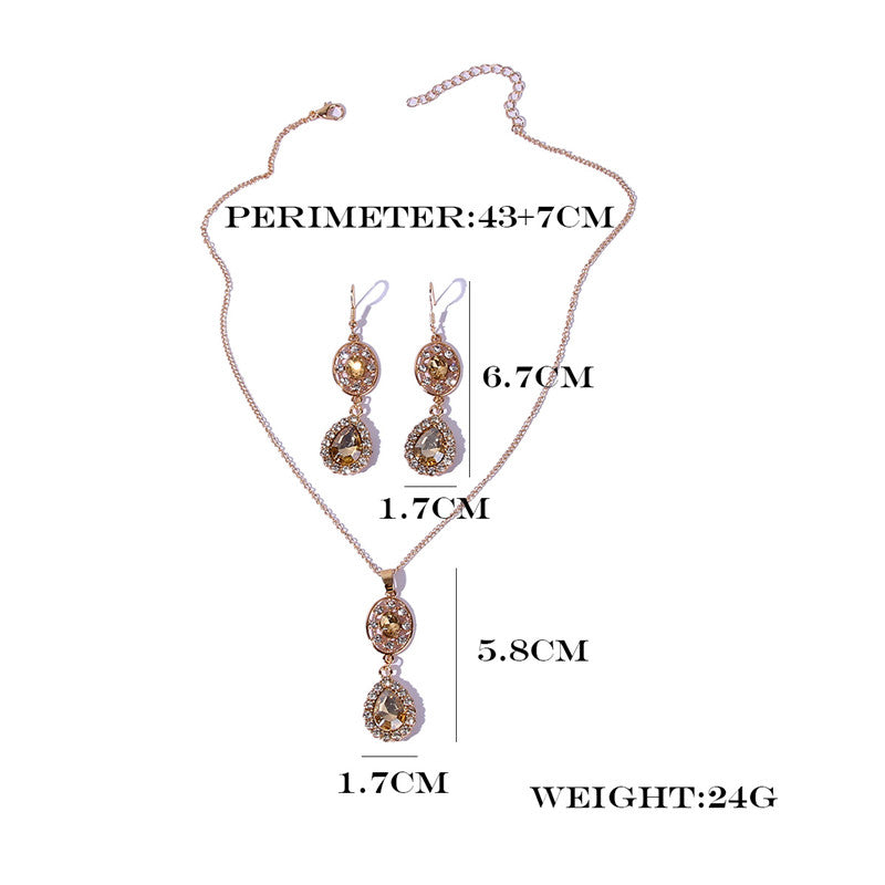 Fashion Rhinestone Drop Earrings Necklace Jewelry Set