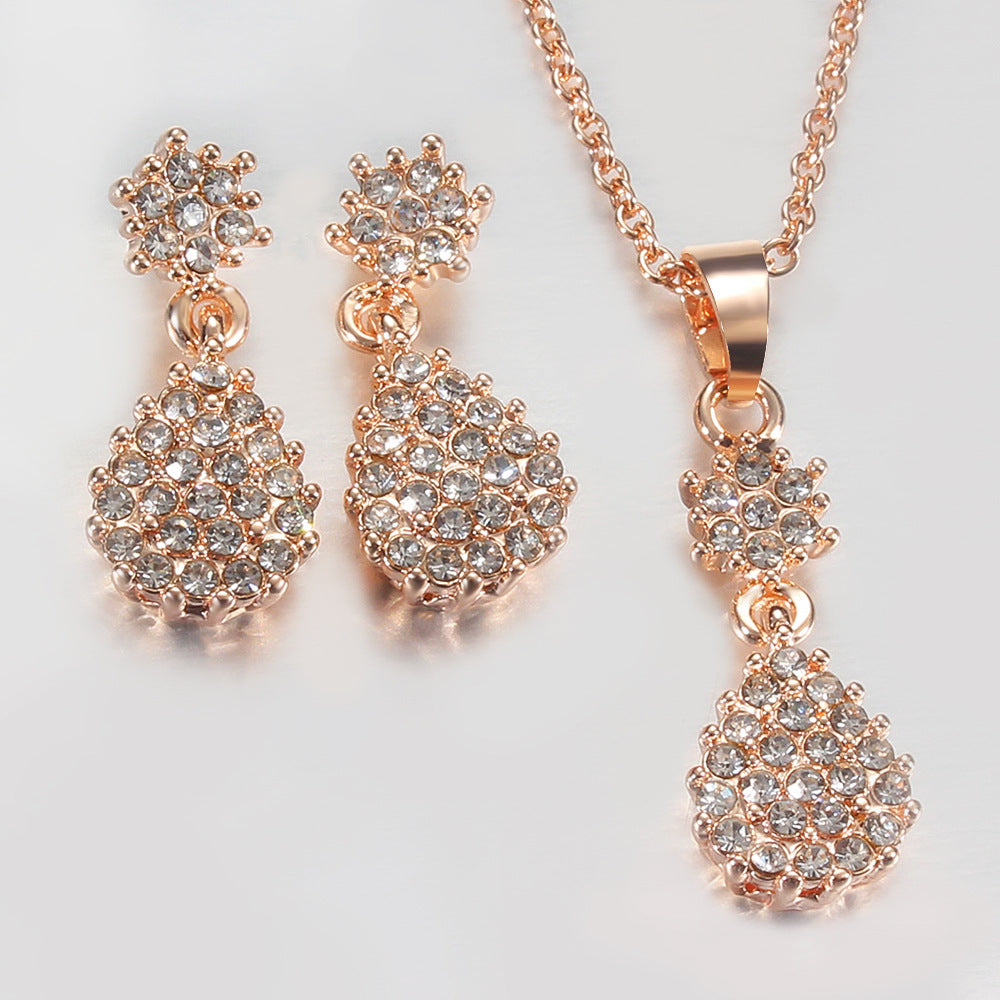 Shiny Zircon Wedding Necklace And Earrings