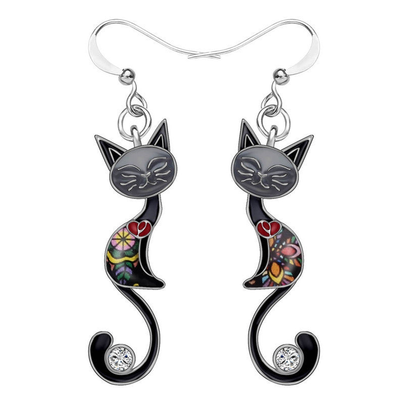 Ear Jewelry Personality Colorful Kitten Dripping Earrings