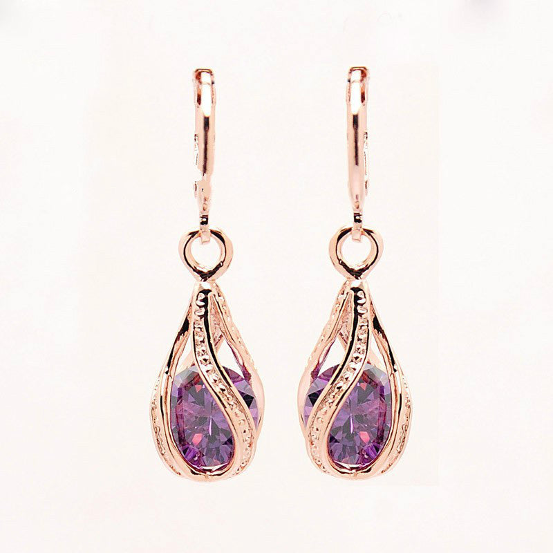 New Zircon Jewelry Waterdrop Cutout Earrings