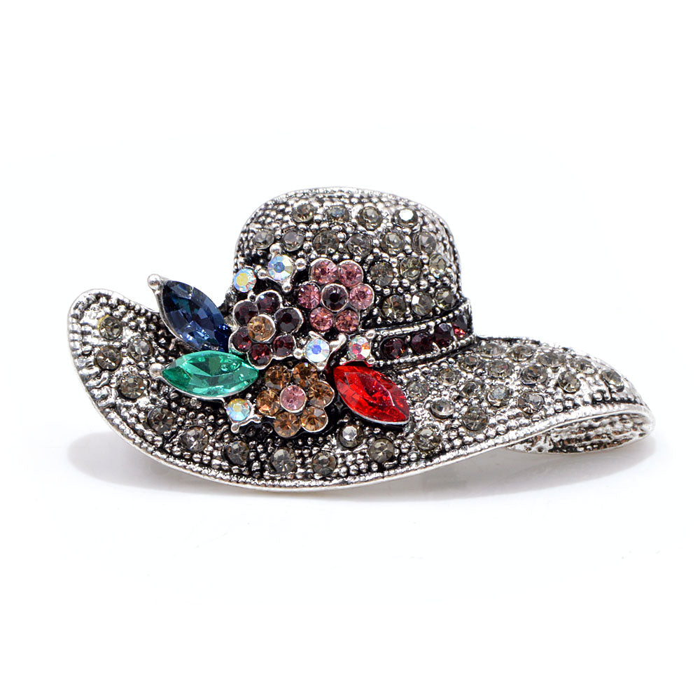 Diamond Inlaid Antique Straw Hat Brooch Fashion