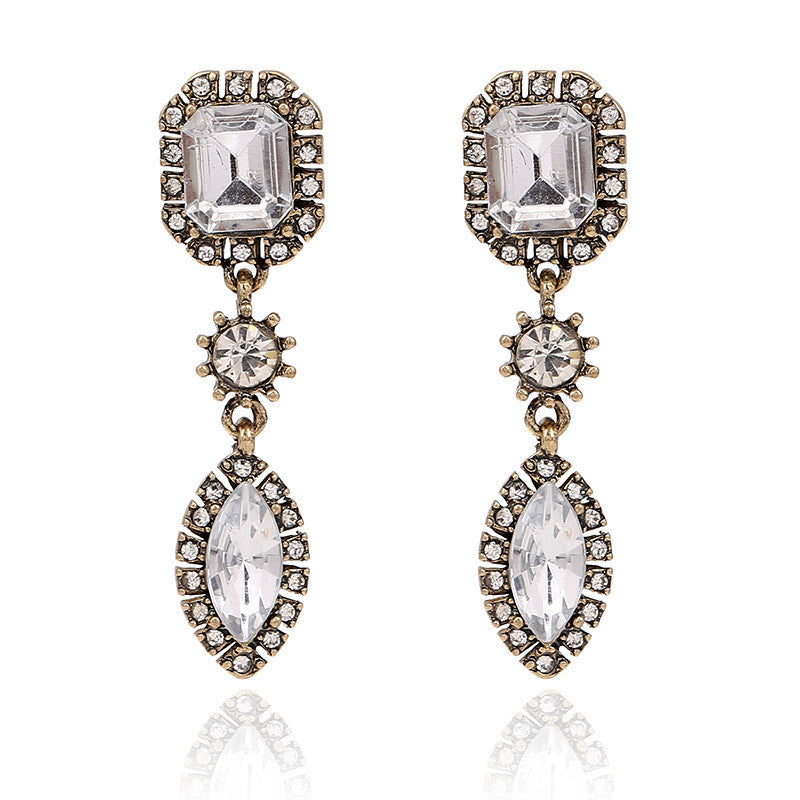 Luxury Alloy Inlaid Gemstone Earrings Women