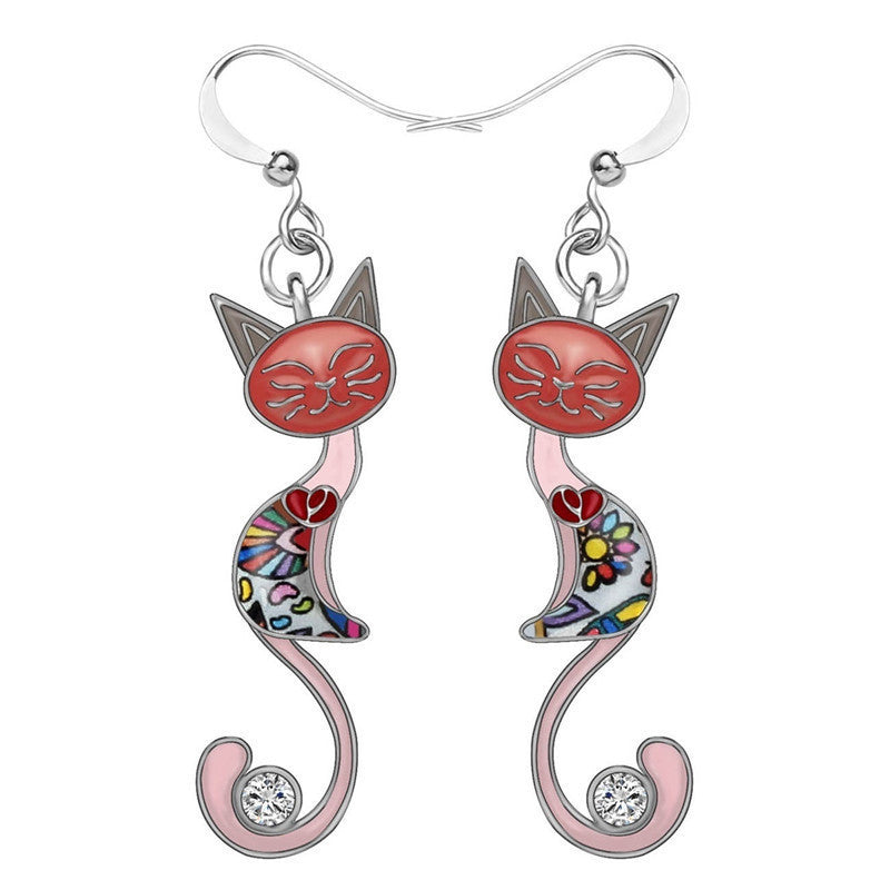 Ear Jewelry Personality Colorful Kitten Dripping Earrings