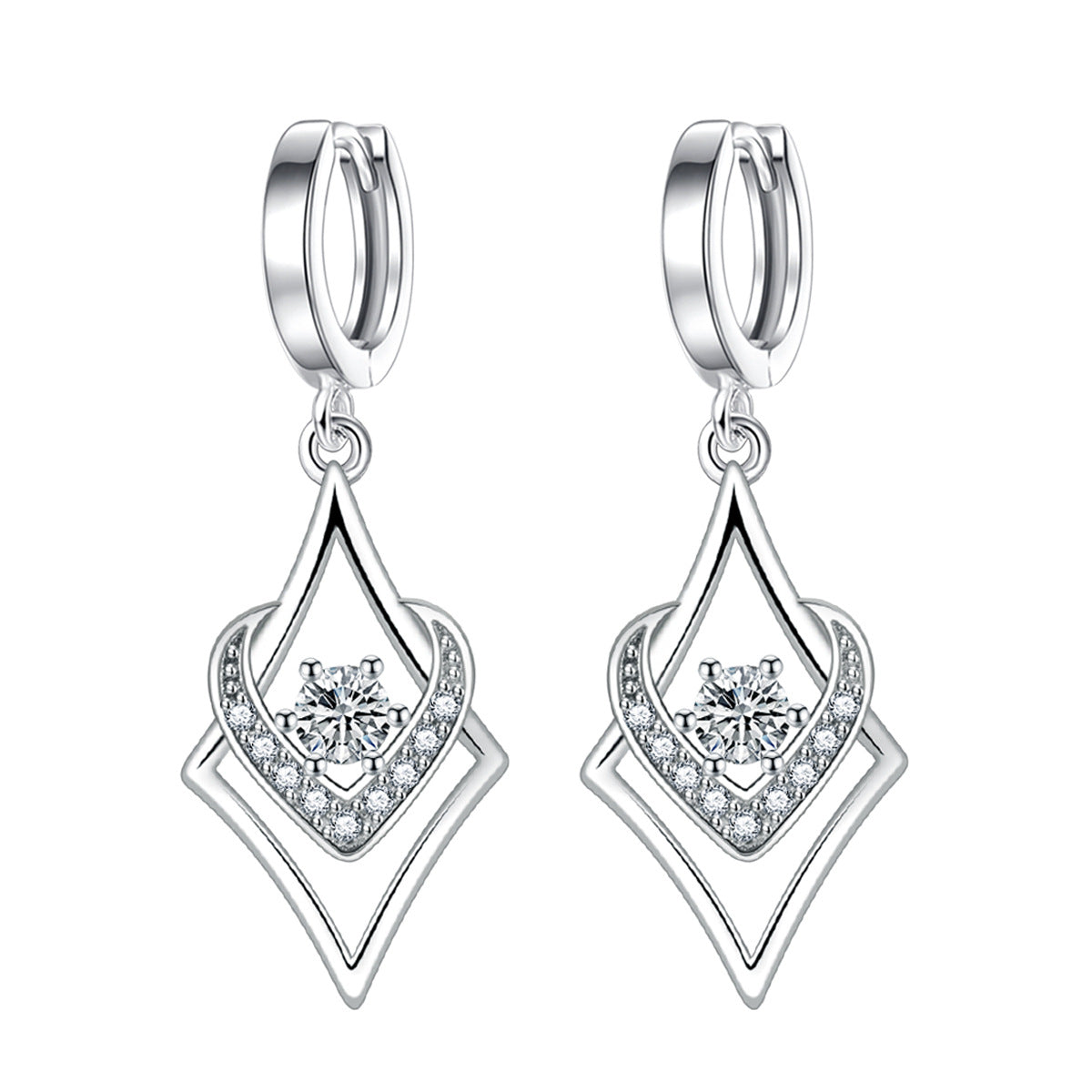 Inlaid Silver Female Drop-shaped Earrings Jewelry