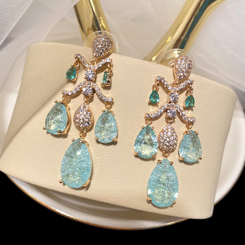 Women's Drop Shaped Diamond Zircon Earrings