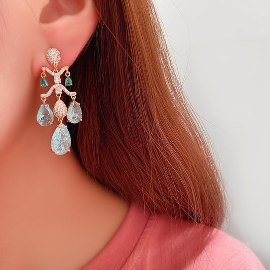 Women's Drop Shaped Diamond Zircon Earrings