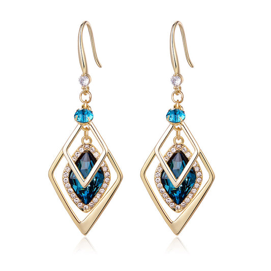 Geometric Rhombus Zircon Crystal Earrings Jewelry