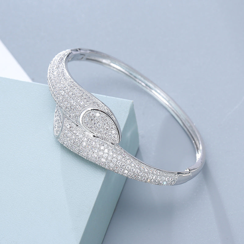 Fashion Simple Full Diamond Ring Super Zircon Bangle Ring