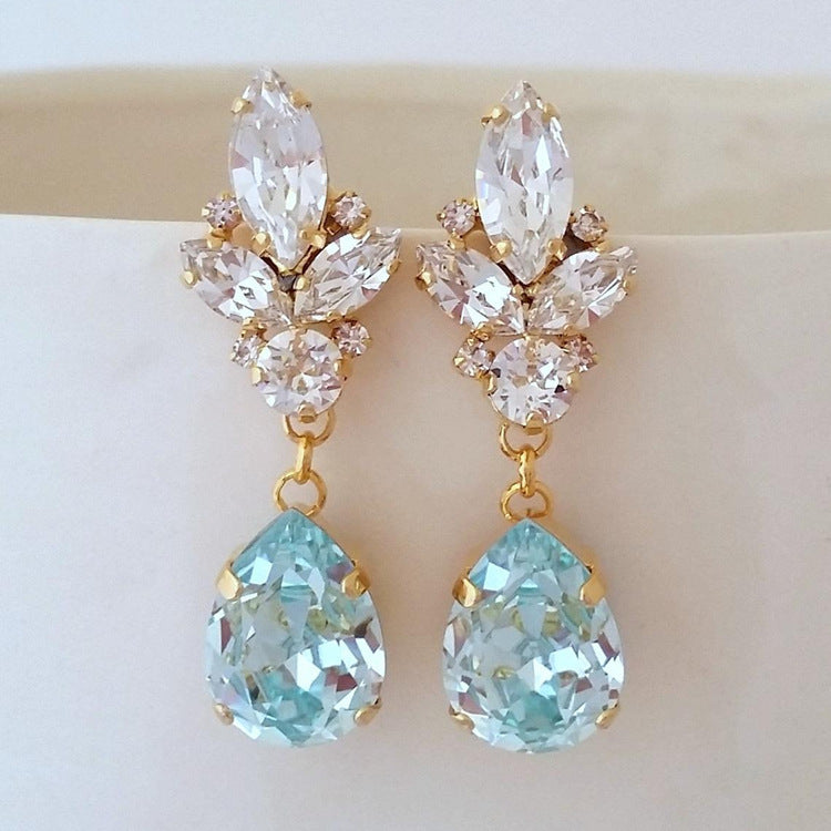 White Zircon Blue Drop Zircon Earrings Exquisite Jewelry Earrings