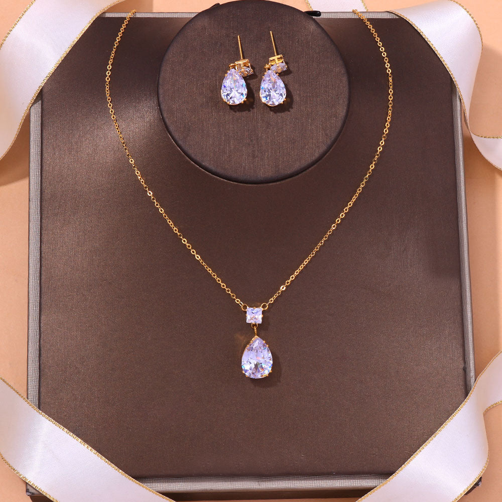 Simple Jewelry Set Bride Necklace And Earrings Suite