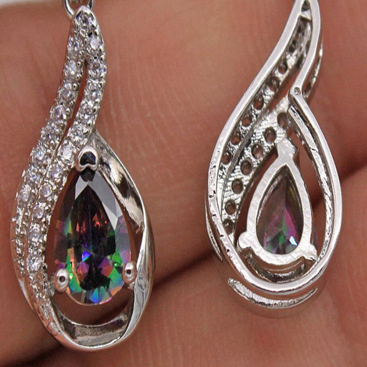 Women's Colorful Topaz Drop Earrings With Diamonds